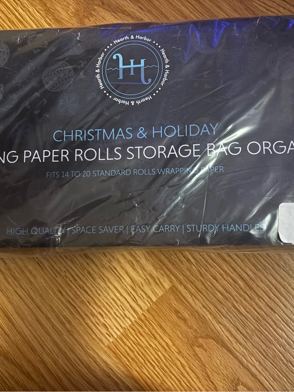 New Christmas & Holiday Black Wrapping Paper Rolls Storage Bag Organizer